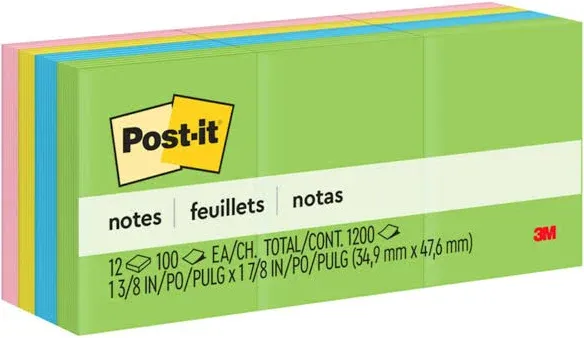 3M Post-it Notes Jaipur Collection Assorted Colors 12 Pack