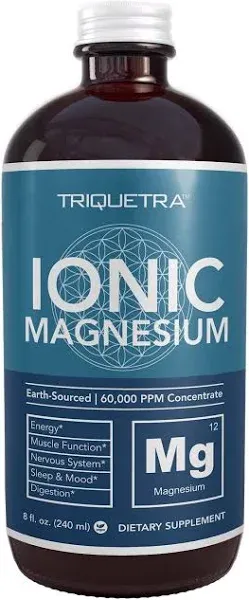 Liquid Magnesium | 8 oz - Ionic Magnesium Chloride, Highest & Fastest Absorption - Calm Mood, Sleep, Muscle Cramps & Spasms, Natural Laxative – Vegan, Glass Bottle (96 Servings)