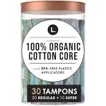 L. Regular + Super Organic Cotton Tampons (8 oz, 30 ct)