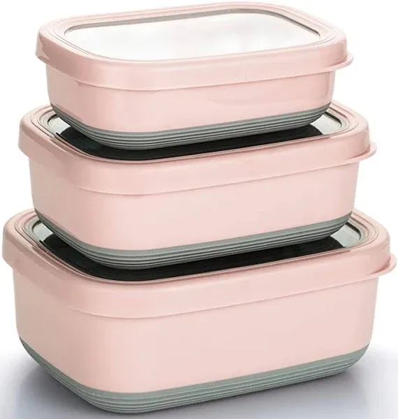 Lille Home Stainless Steel Food Containers Set of 3