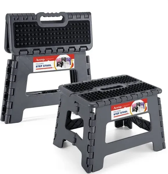 ACSTEP Folding Step Stool 9&#039;&#039; Tall Kids Step Stool Holds up to 300 Lb Plastic Fo