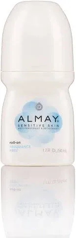 Almay Anti-Perspirant& Deodorant, Sensitive Skin, Roll-On, Fragrance Free 1.7 oz (Pack of 4)