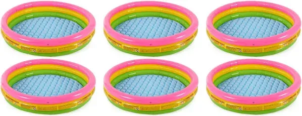 Intex 58 x 13 Inflatable Sunset Glow Backyard Kids Vinyl Splash Pool (6 Pack,