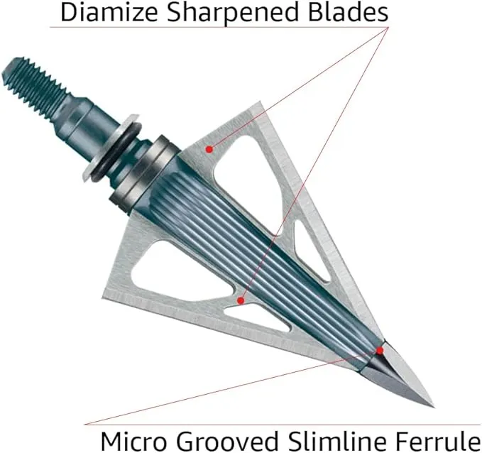 New Archery Products NAP Thunderhead Hunting Micro Grooved Ferrule Diamize Sharpened Fixed Blade 5 Pieces Broadhead Set