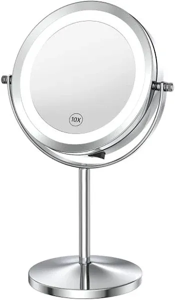 Benbilry Lighted Makeup Mirror - LED Double Sided 1x/10x Magnification Cosmetic