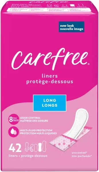 Carefree Acti-Fresh Body Shape Pantiliners Long Unscented - 42 ct