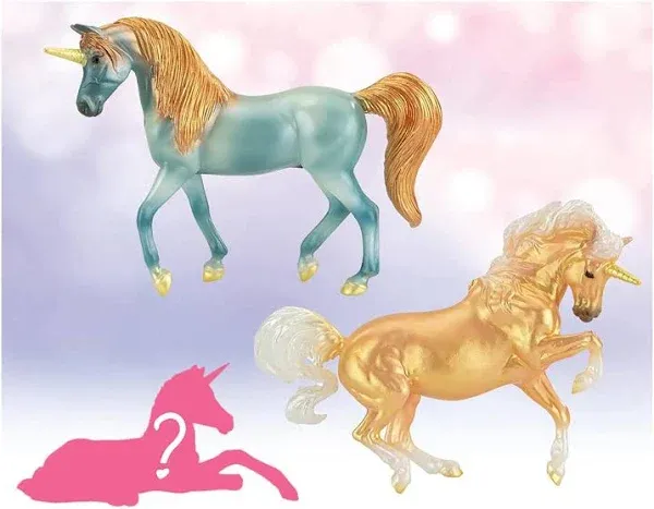 Breyer Horses Stablemates Mystery Unicorn Foal Surprise | Open and Find The Surprise Foal | 3 Unicorn Set | Horse Toy | Horse Figurines | 3.75" x 2.5" | 1:32 Scale | Model #6121