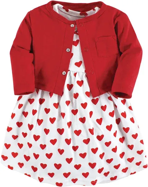 Hudson Baby Baby and Baby Girl Cotton Dress and Cardigan Set