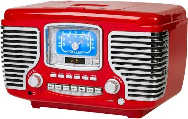 CR612B-RE Corsair Tabletop AM/FM Bluetooth Radio with CD Player and Dual Alarm C