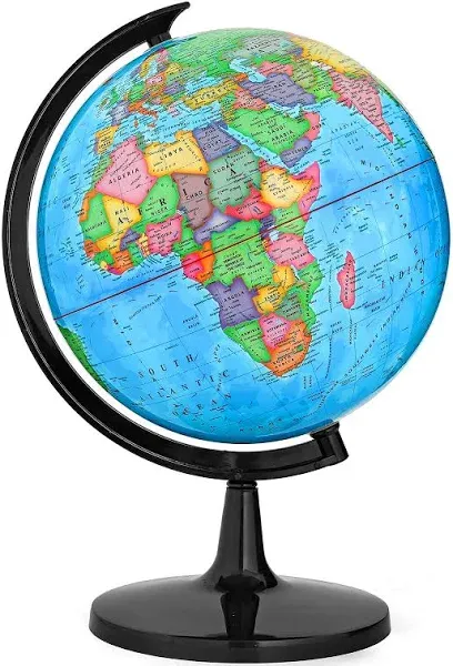  World Globe with Stand, 13&#034; Geography Educational Globe for Students &amp; 