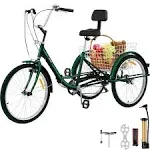 VEVOR Tricycle Adult 24’’ Wheels Adult Tricycle 7-Speed 3 Wheel Bikes for Adults Three Wheel Bike for Adults Adult Trike Adult