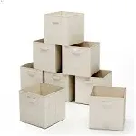 8-Piece Beige Foldable Storage Cubes Non-Woven Fabric Organizer Bins For Home