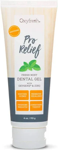 Oxyfresh Premium Pro Relief Dental Gel with Zinc –Infused with Aloe Vera, Chamomile and Xylitol – Dentist Recommended to Help Soothe Gum Tissue. 4 oz.