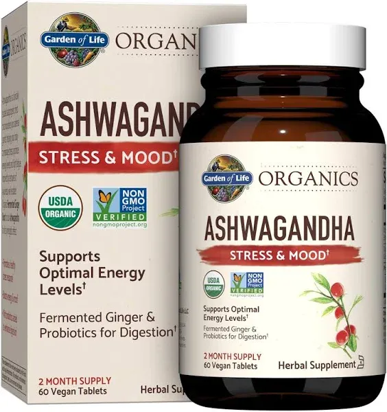 Mykind Organics Ashwagandha Stress & Mood 60 Vegan Tablets Garden of Life