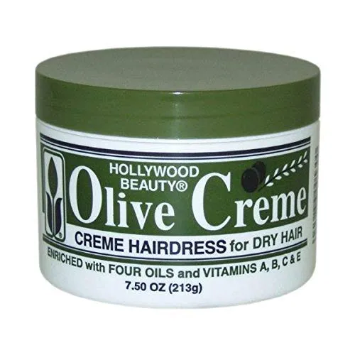 Hollywood Beauty Olive Creme Hairdress Dry Hair Hair Cream w Vitamins 7.5 oz New