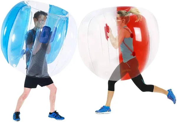 2 Pack Inflatable Bumper Balls for Kids (3ft/0.90m)Giant Sumo Balls Body Bumpers Balls Buddy Zorb Ball for Adults Outdoor Toys Backyard Games Yard Human Bubble Ball Hamster Ball(Red+Blue 36inch)