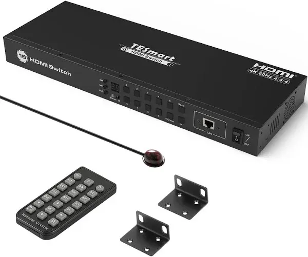 TESmart 16x1 video Selector With EDID Emulators for Monitoring Hot Plug IR LAN RS232 16 Port HDMI Switcher