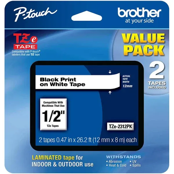 Brother P-Touch TZE-2312PK PT-D210 Label (2 Pack)