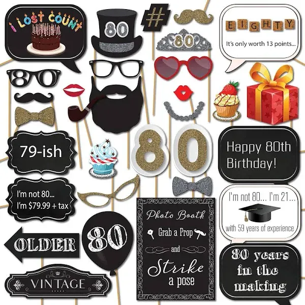 Sunrise Party Supplies 80th Birthday Photo Booth Props