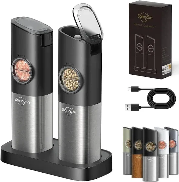 Sangcon Gravity Electric Salt and Pepper Grinder Set