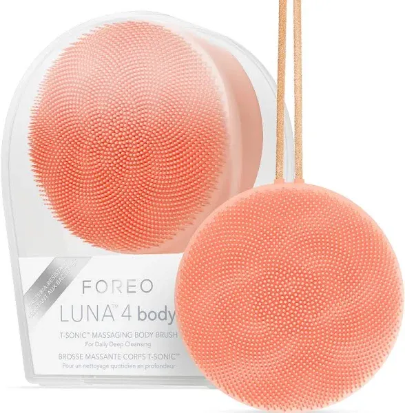 FOREO Luna 4 Body Brush - Exfoliating Body Scrubber - Premium Lymphatic Drainage Skincare Tool - IP68 Waterproof - Strawberry Legs Treatment