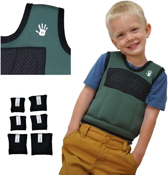 Weighted Vest For Kids - Adjustable Compression Vest With Six Removable Weights Included - Breathable Snug Fit Design