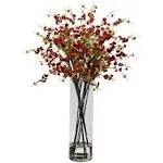 Nearly Natural Artificial Flower 27&#034;Wx38&#034;H Indoor Plastic Cherry Blossom w/ Vase