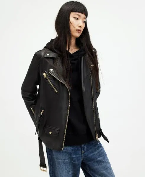 Allsaints Womens Billie Leather Biker Jacket