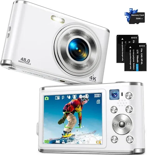 4k Video Camera with 2.88inch IPS HD Screen Auto Flash Digital Camera