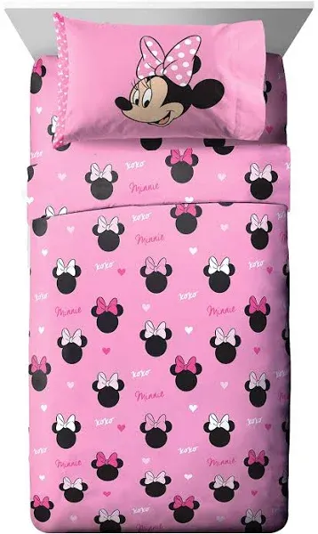 Jay Franco Disney Minnie Mouse Hearts N Love Full Size Sheet Set