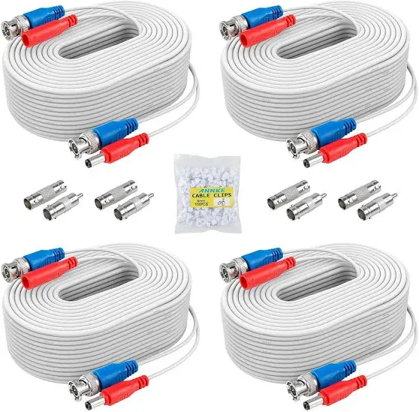 ANNKE 4 Pack 30M/100ft All-in-One Video Power Cables BNC Extension Security W...