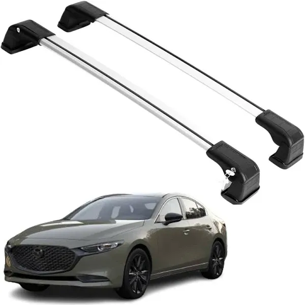 Erkul Roof Rack Cross Bars for Mazda 3 20102018 Aluminum Crossbars with Anti Theft Lock for Rooftop Compatible with Fixed P