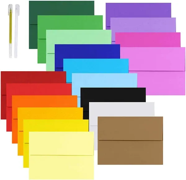 95 Pcs 19 Colors A6 Invitation Envelopes Peel & Seal Self Seal 4 3/4 x 6 1/2 Envelopes Blank Envelopes Square Flap Envelopes Announcements Envelopes Stationery for Holiday Greeting Cards Mailing