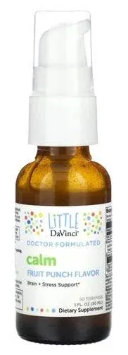 Little DaVinci Calm - Calming Supplement for Kids* - Supports Relaxation, Focus and Alertness* - with Green Tea Leaf Extract and Stevia Leaf Extract - Fruit Punch Flavor - 30 ml