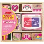 Melissa &amp; Doug Wooden Friendship Stamps Set Ages Colored Pencils Stamp Pad