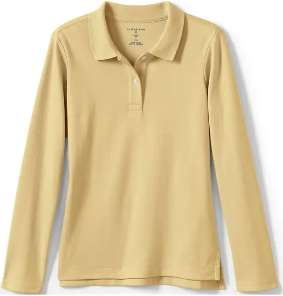 Lands' End Girls' Feminine Fit Long Sleeve Interlock Polo Shirt