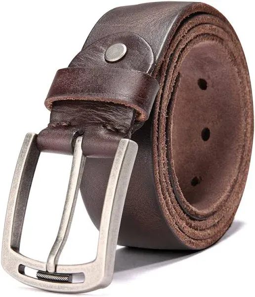 KEECOW Men's 100% Italian Cow Leather Anti-Scratch Buckle Belt