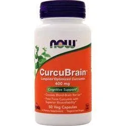 NOW Foods CurcuBrain 400 mg 50 Veg Capsules