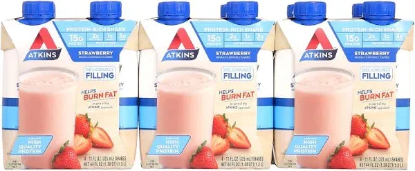 Atkins Strawberry Protein-Rich Shake (4 x 11 fl oz)