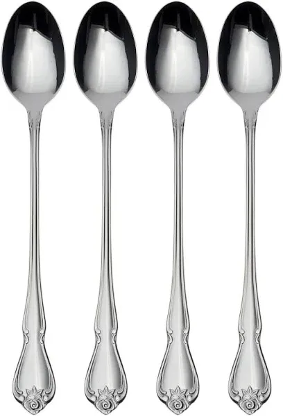 Oneida ARBOR ROSE TRUE ROSE Oval Soup Spoon Set 4 Stainless Flatware 1881 Rogers