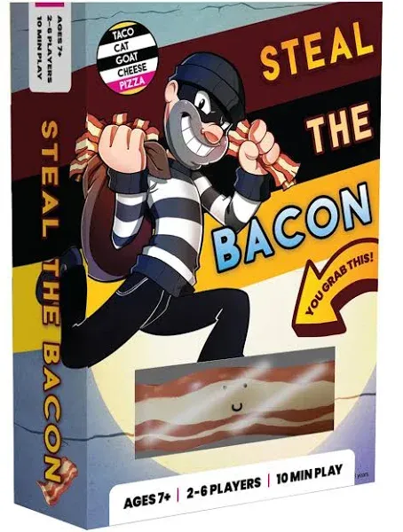 Steal The Bacon Card Game - by Taco Cat Goat Cheese Pizza – Fun Family Games for Kids and Adults – Who Doesn’t Love Bacon? Easy to Learn & Great Gift for Kids Ages 8+