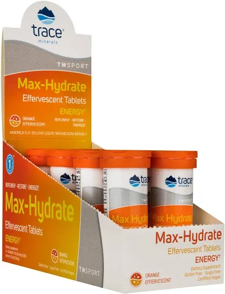 Trace Minerals ®, TM Sport, Max-Hydrate Energy Effervescent Tablets, O