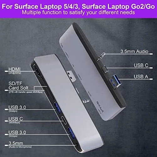 Surface Laptop 5/Laptop 4/Laptop 3/Laptop Go/Laptop Go2 Hub Docking Station w...