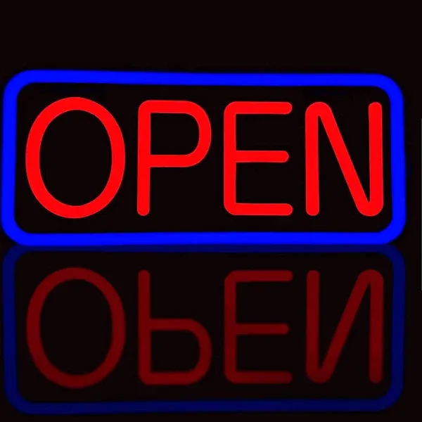 BritTech 21'' X 10'' Ultra Bright LED Neon Open Sign - Remote Controlled - Get Your Business Seen Day or Night(21'' X 10'' Blue/Red)