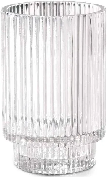 Serene Spaces Living Set of 4 Tall Clear Ribbed Glass Votive Holder, Perfect for Weddings and Home Décor, Measures 6.25" Tall and 2.25" Diameter