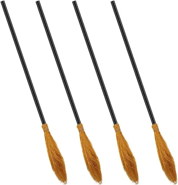 2 Pack Halloween Witch Broom Plastic Witch Broomstick Cosplay Broom Props, Re...