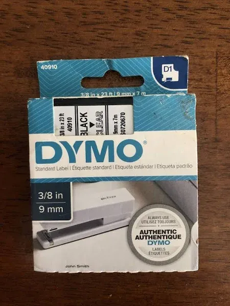 Dymo Black On Clear D1 Label Tape