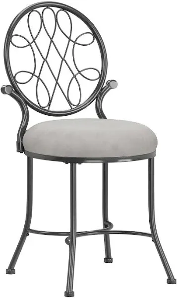 Hillsdale O&#039;Malley Vanity Stool with Spiral Pattern Design, Metallic Gray