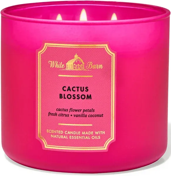 Bath &amp; Body Works White Barn CACTUS BLOSSOM 3 Wick 14.5 Oz Scented Candle