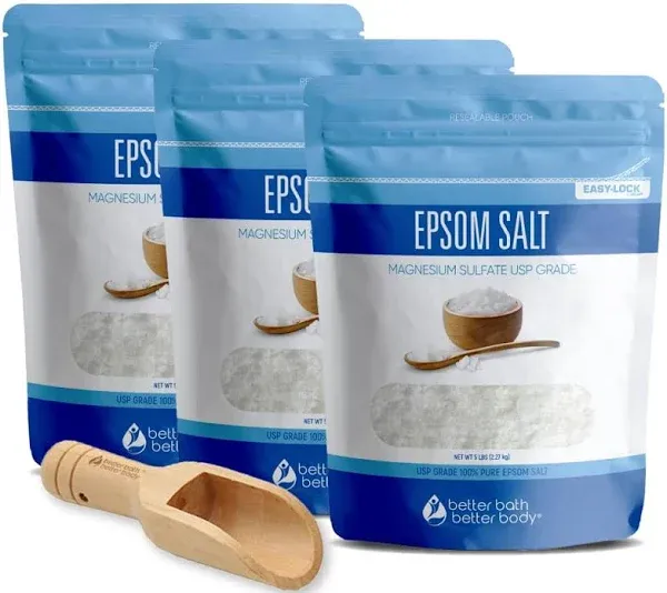 Epsom Salt 5 Lb Bulk Bag USP Grade Unscented with Bamboo Scoop